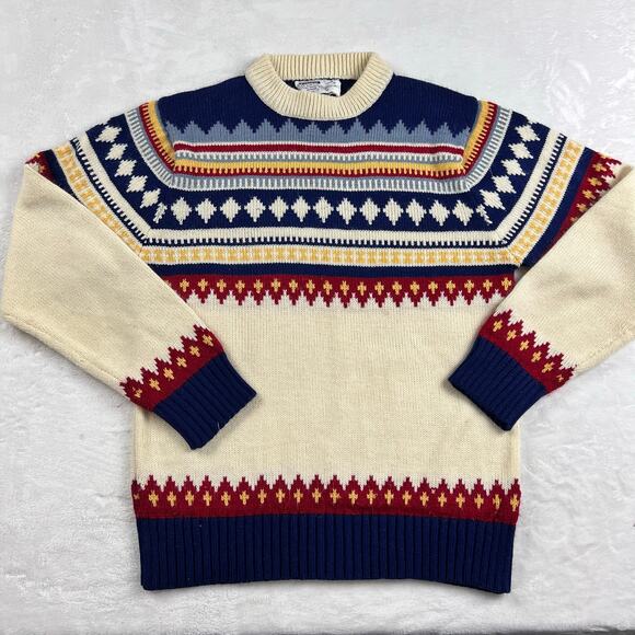 Montgomery Ward Vintage Youth Kids Acrylic Sweater Diamond Print SZ 12-14 Medium - Picture 1 of 6